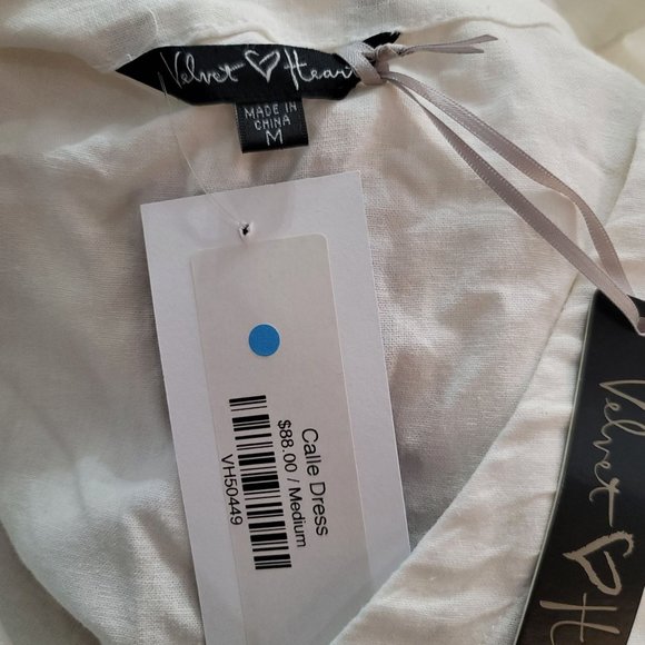 Velvet Heart NWT Calle white button linen blend dress size medium wedding beach - Picture 5 of 9
